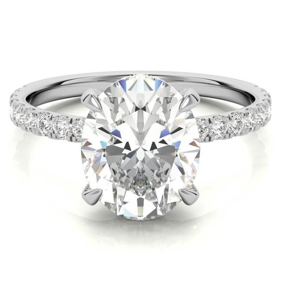 3 Ct-10X8MM Oval Basket Moissanite Engagement Ring 14k Gold With Lab Diamonds - Picture 2 of 9